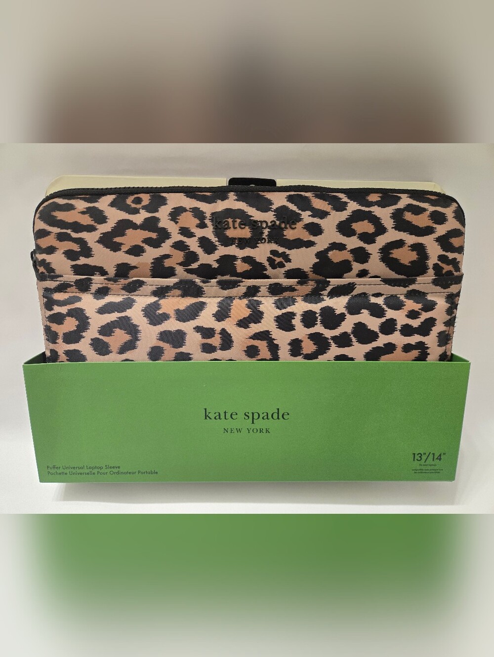 Kate Spade Leopard Print Laptop Sleeve - Black & Tan